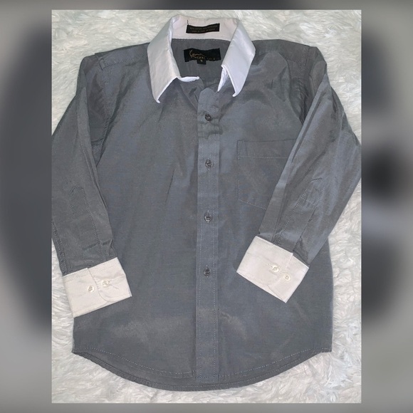 Karl Kani Gold Button Up Shirt Gray White Boys 5 - Picture 1 of 4